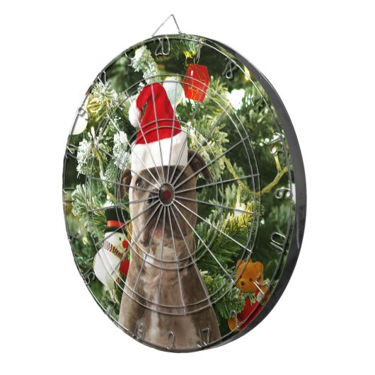 Pitbull Dog Christmas Tree Ornaments Snowman Dartscheibe (Vorderseite rechts)