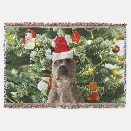 Pitbull Dog Christmas Tree Ornaments Snowman Decke (Vorderseite)