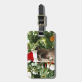 Pitbull Dog Christmas Tree Ornaments Snowman Gepäckanhänger (Vorderseite vertikal)