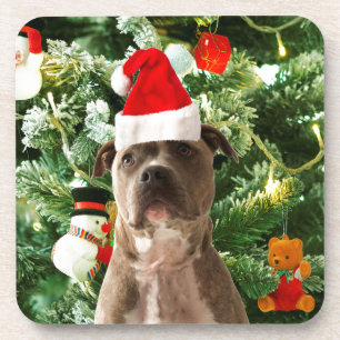 Pitbull Dog Christmas Tree Ornaments Snowman Getränkeuntersetzer
