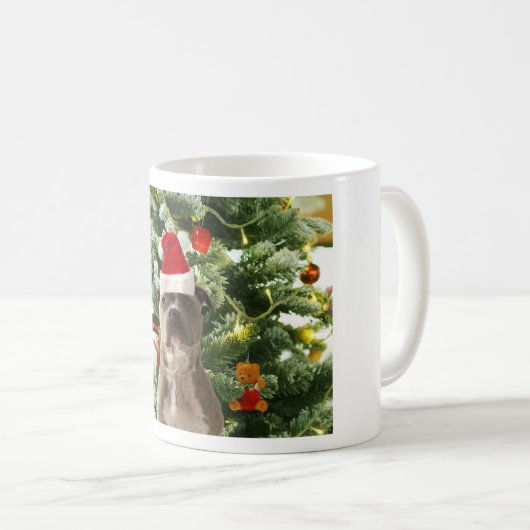 Pitbull Dog Christmas Tree Ornaments Snowman Kaffeetasse (VorderseiteRechts)