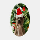 Pitbull Dog Christmas Tree Ornaments Snowman Keramikornament (Rechts)