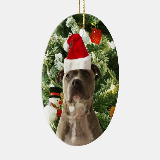 Pitbull Dog Christmas Tree Ornaments Snowman Keramikornament (Rechts)