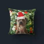Pitbull Dog Christmas Tree Ornaments Snowman Kissen<br><div class="desc">Pitbull Hund Weihnachtsbaumschmuck Snowman Kissen. Niedlicher Pitbull Hund mit Weihnachtsbaumschmuck Schneemann im Hintergrund.</div>