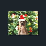 Pitbull Dog Christmas Tree Ornaments Snowman Leinwanddruck<br><div class="desc">Pitbull Hund Weihnachtsbaumschmuck Snowman Leinwand. Niedlicher Pitbull Hund mit Weihnachtsbaumschmuck Schneemann im Hintergrund.</div>
