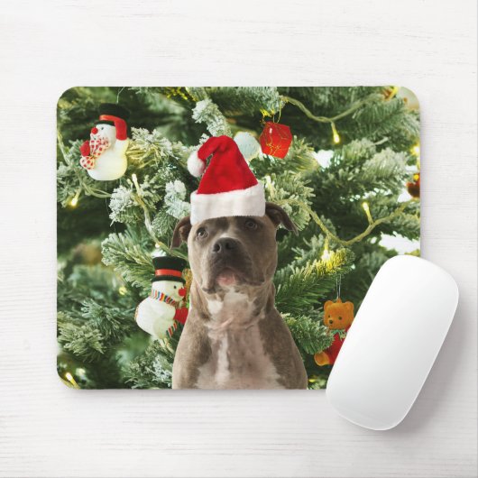 Pitbull Dog Christmas Tree Ornaments Snowman Mousepad (Mit Mouse)