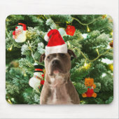 Pitbull Dog Christmas Tree Ornaments Snowman Mousepad (Vorne)