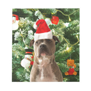 Pitbull Dog Christmas Tree Ornaments Snowman Notizblock