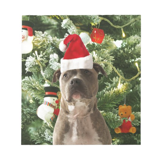 Pitbull Dog Christmas Tree Ornaments Snowman Notizblock (Vorderseite)