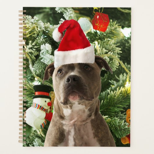 Pitbull Dog Christmas Tree Ornaments Snowman Planer (Vorderseite)