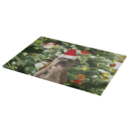 Pitbull Dog Christmas Tree Ornaments Snowman Schneidebrett (Ecke)