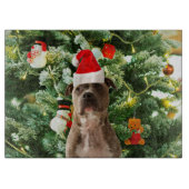 Pitbull Dog Christmas Tree Ornaments Snowman Schneidebrett (Vorderseite)