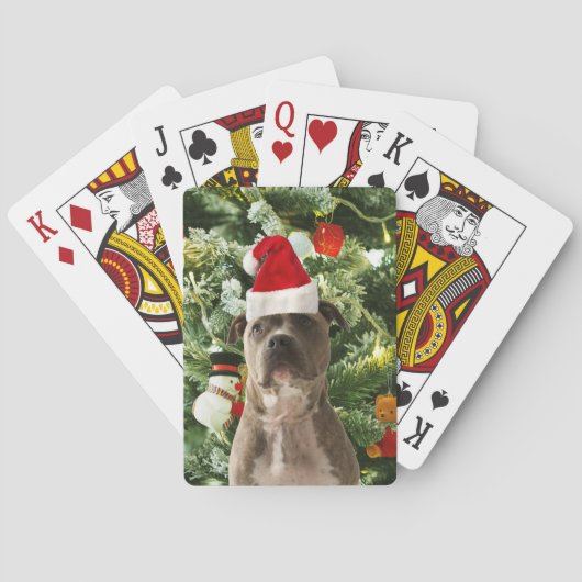 Pitbull Dog Christmas Tree Ornaments Snowman Spielkarten (Rückseite)