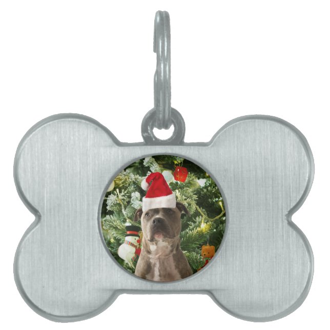 Pitbull Dog Christmas Tree Ornaments Snowman Tiermarke (Vorderseite)