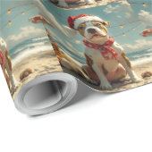 Pitbull Dog Christmas Vintag Beach Geschenkpapier (Rolleneckpunkt)