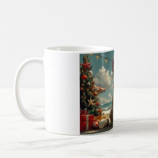 Pitbull Dog Christmas Vintag Beach Kaffeetasse (Links)