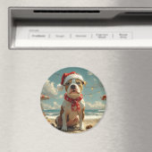 Pitbull Dog Christmas Vintag Beach Magnet (In Situ (Geschirrspüler))