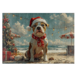 Pitbull Dog Christmas Vintag Beach Schneidebrett