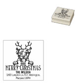 Pitbull Dog Frohe Weihnachtsfeier Rücksendeadresse Gummistempel (Stempel)