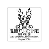 Pitbull Dog Frohe Weihnachtsfeier Rücksendeadresse Gummistempel (Prägung)