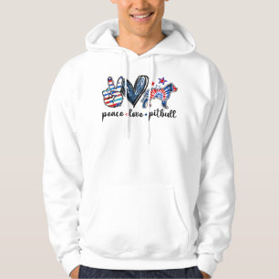 Pitbull Dog Funny Peace Liebe Pitbull Gefärbte Kra Hoodie