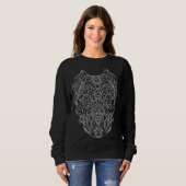 Pitbull Dog Geometric Head White Lines Sweatshirt (Vorne ganz)