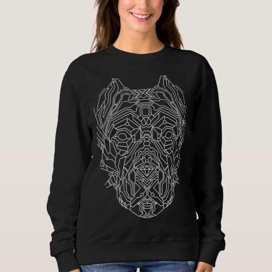 Pitbull Dog Geometric Head White Lines Sweatshirt (Vorderseite)