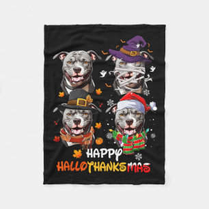 Pitbull Dog Hallothanksmas Halloween-Erntedank Fleecedecke