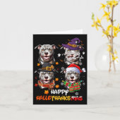 Pitbull Dog Hallothanksmas Halloween-Erntedank Karte (Gelbe Blume)