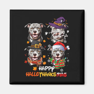 Pitbull Dog Hallothanksmas Halloween-Erntedank Magnet