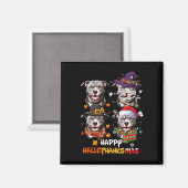 Pitbull Dog Hallothanksmas Halloween-Erntedank Magnet (Vorderseite/Rückseite)