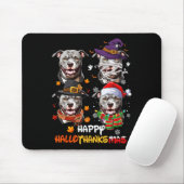 Pitbull Dog Hallothanksmas Halloween-Erntedank Mousepad (Mit Mouse)