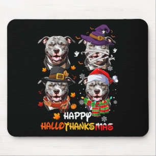 Pitbull Dog Hallothanksmas Halloween-Erntedank Mousepad