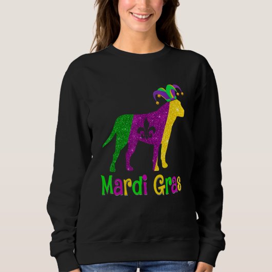 Pitbull Dog Lover Mardi Gras Carnival Jester Sweatshirt (Vorderseite)