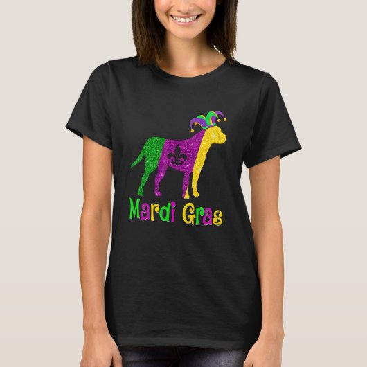 Pitbull Dog Lover Mardi Gras Carnival Jester T-Shirt (Vorderseite)