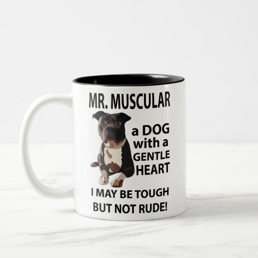 Pitbull Dog Lover Zweifarbige Tasse (Links)