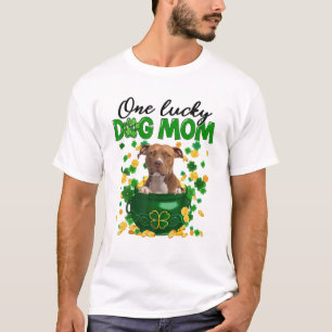 Pitbull Dog Mama Irish Green Kleeblatt St Patrick' T-Shirt