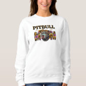 Pitbull Dog Mama Leopard Printblumen Sweatshirt (Vorderseite)