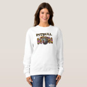 Pitbull Dog Mama Leopard Printblumen Sweatshirt (Vorne ganz)