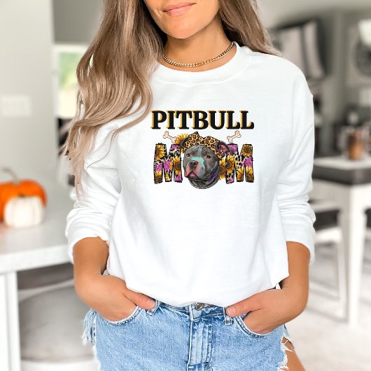 Pitbull Dog Mama Leopard Printblumen Sweatshirt