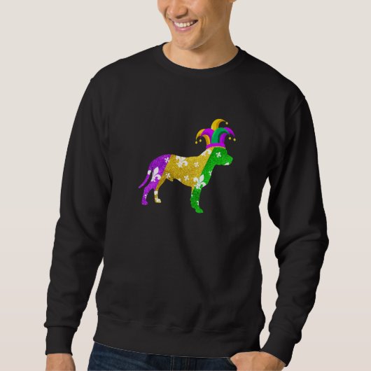 Pitbull Dog Mardi Gras Carnivals Funny Puppy Lover Sweatshirt (Vorderseite)