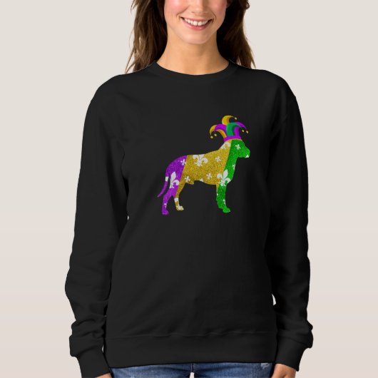 Pitbull Dog Mardi Gras Carnivals Funny Puppy Lover Sweatshirt (Vorderseite)
