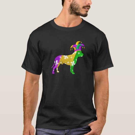 Pitbull Dog Mardi Gras Carnivals Funny Puppy Lover T-Shirt (Vorderseite)
