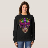 Pitbull Dog Mardi Gras Mask Jester Hat Pit Bull Pu Sweatshirt (Vorne ganz)
