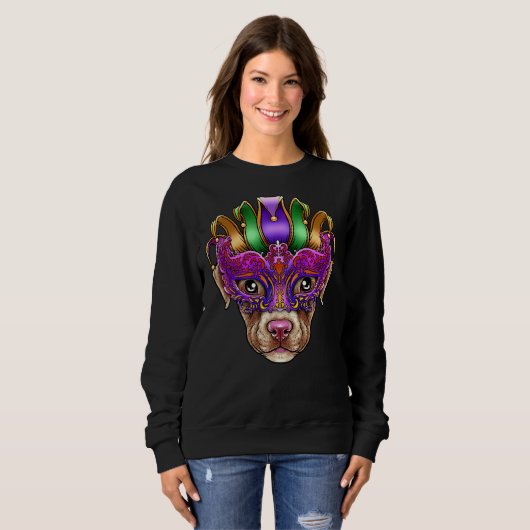 Pitbull Dog Mardi Gras Mask Jester Hat Pit Bull Pu Sweatshirt (Vorne ganz)