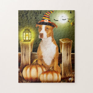 Pitbull Dog mit Hexenhut Puzzle