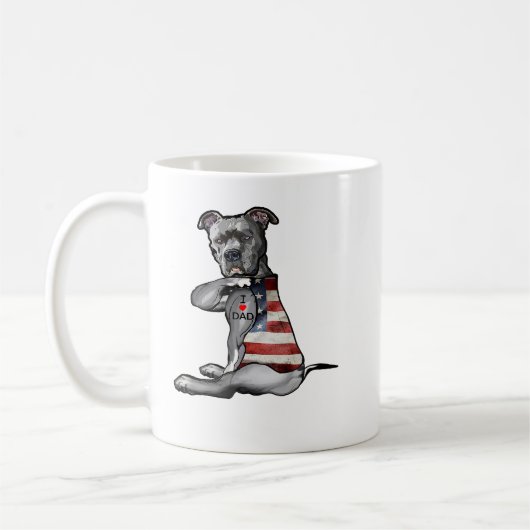 Pitbull Dog Pitbull I Liebe Vater Tattoo Vathers Kaffeetasse (Links)