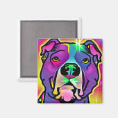 Pitbull Dog Pop Art Magnet (Vorderseite/Rückseite)