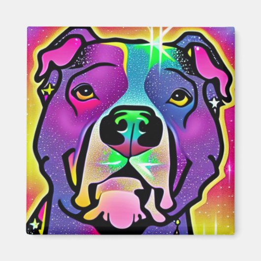 Pitbull Dog Pop Art Magnet (Vorne)