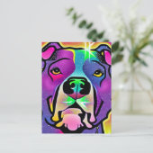 Pitbull Dog Pop Art Postkarte (Stehend Vorderseite)